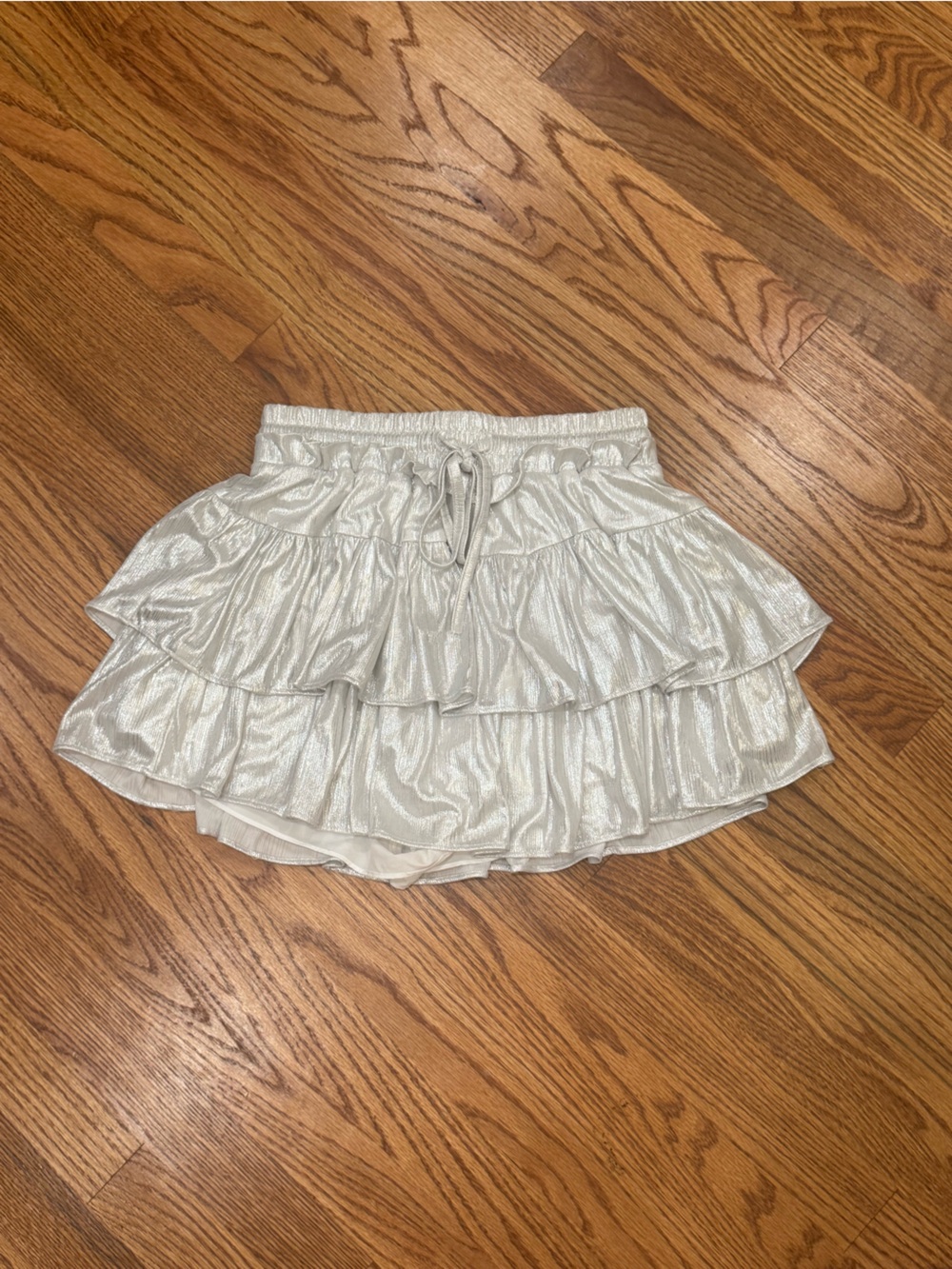 Shimmery Silver Tiered Ruffle Skort